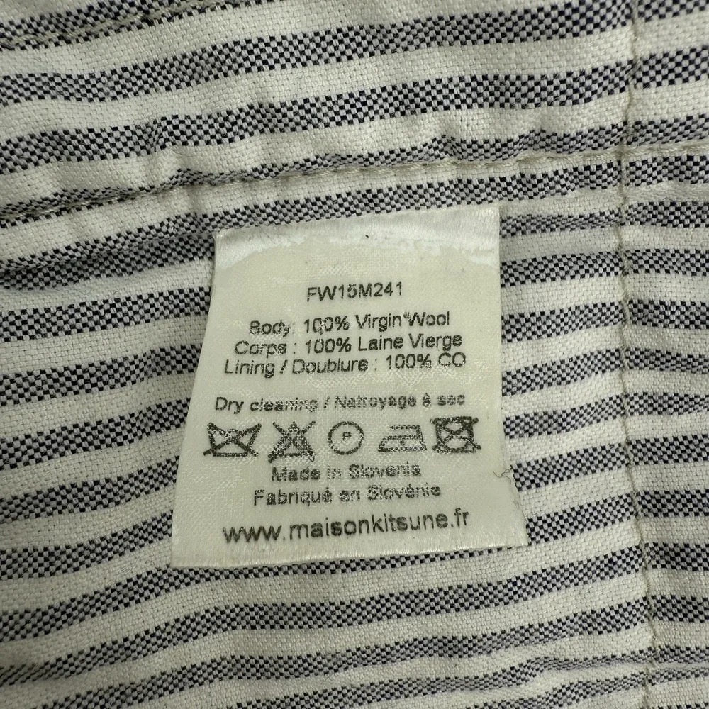 Maison Kitsuné Virgin Wool Zip Vest Blue Lined Made in‎ Slovenia XL FW15M241